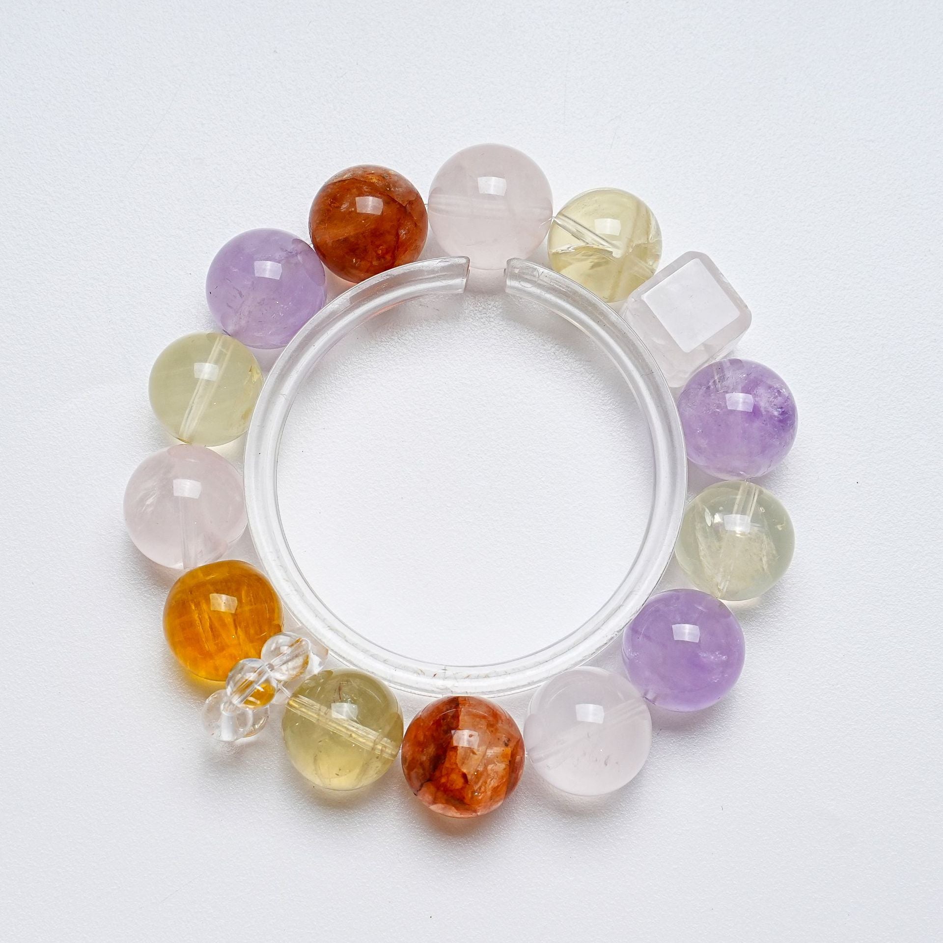 Natural White Crystal Bracelet for Women Versatile Lavender Lemon Crystal Red Glue Flower Bracelet
