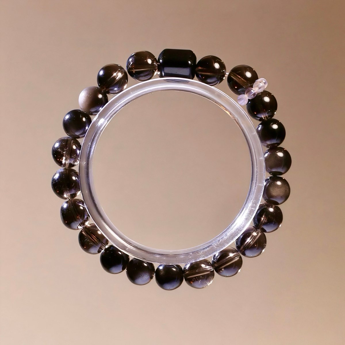 Smoky Quartz and Silver Obsidian bracelet for grounding and protection