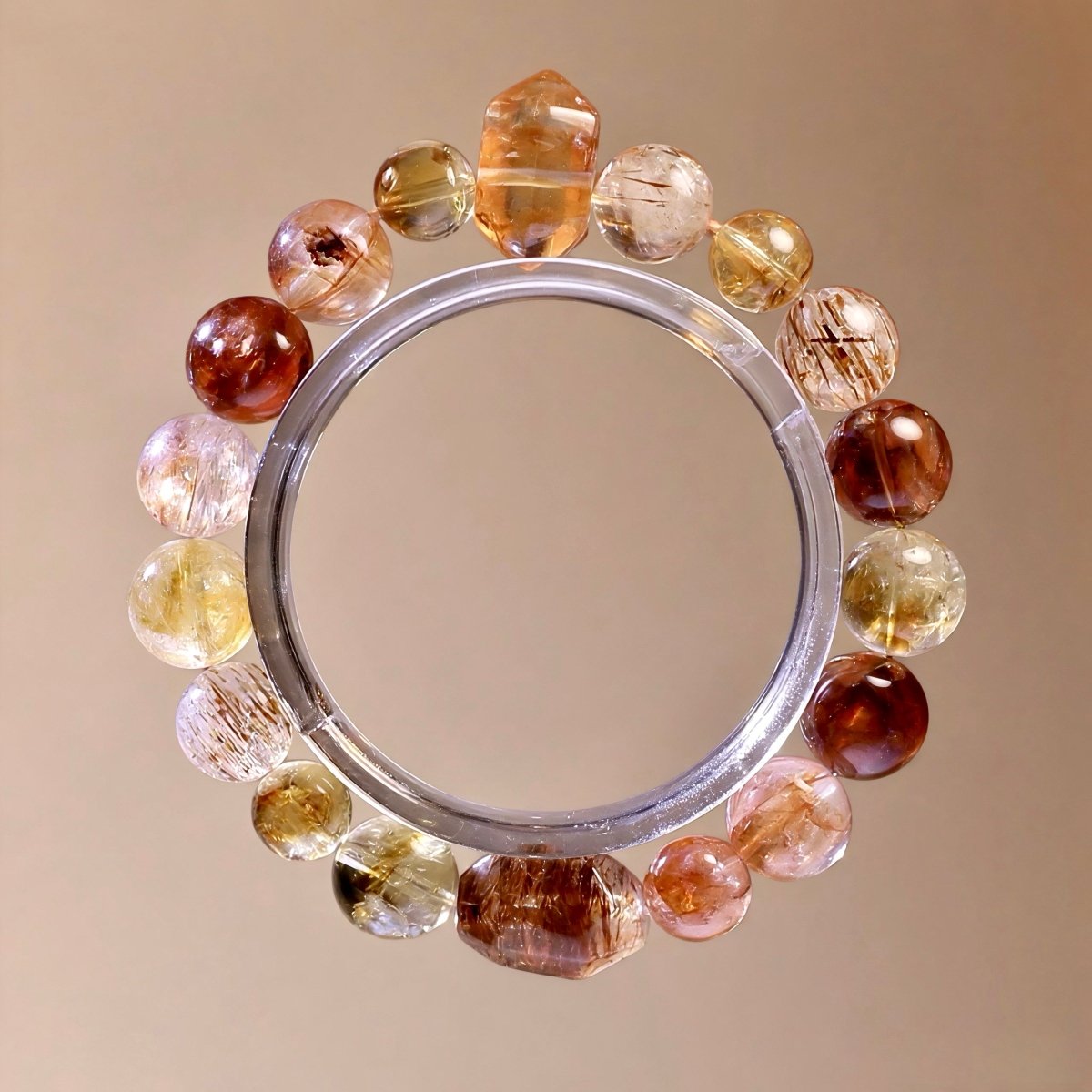 Natural Blood Agate and Citrine Bracelet with Black Rutilated Quartz – Healing Energy Jewelry