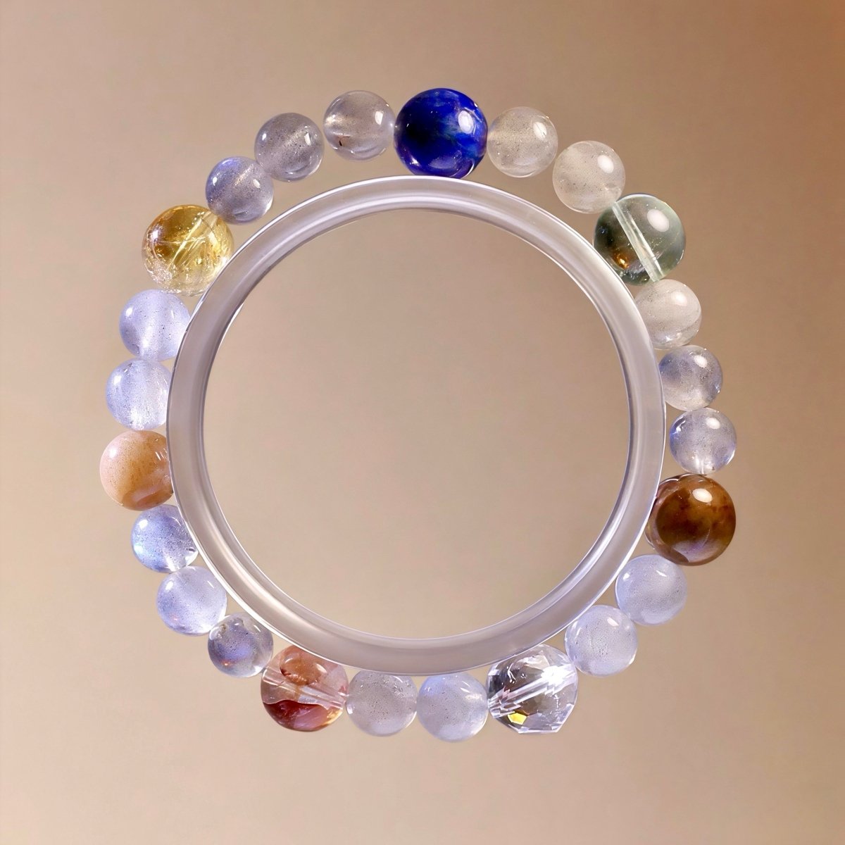 Multi-Stone Chakra Healing Bracelet with Moonstone, Citrine, Fluorite, Red Agate, and Lapis Lazuli