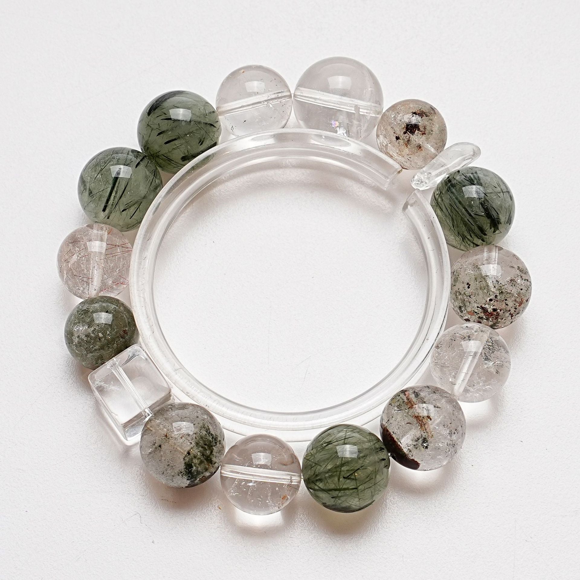 Natural White Crystal Bracelet for Women Green Rutilated Quartz Green Phantom Fashionable High-end Bracelet