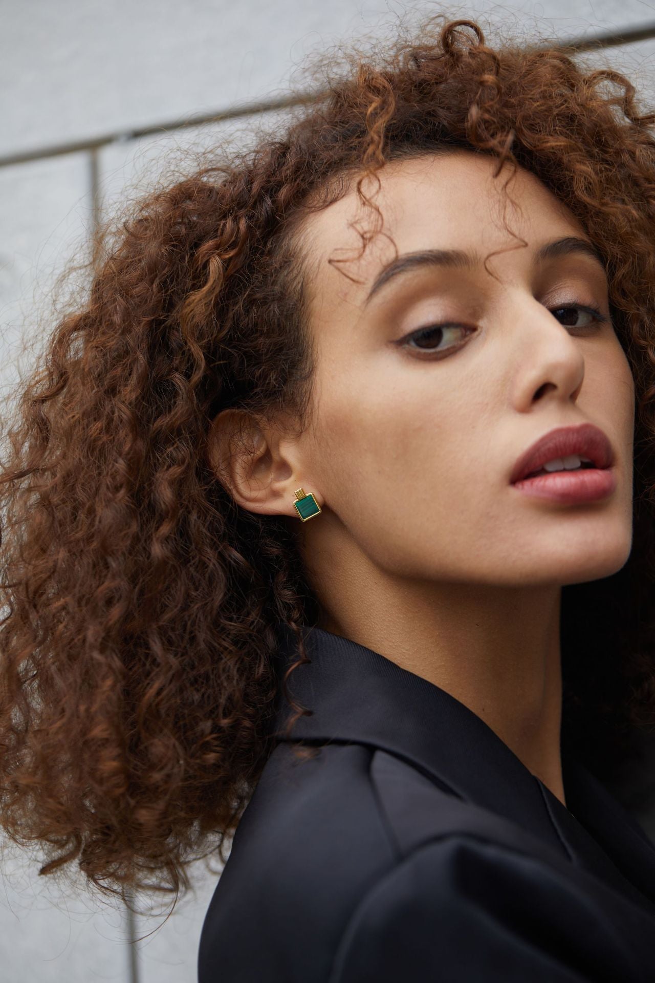 925Silver Natural Malachite Square Earrings Elegant Fashion Geometric Niche Earrings Light Luxury Versatile Commuting Cross-Border