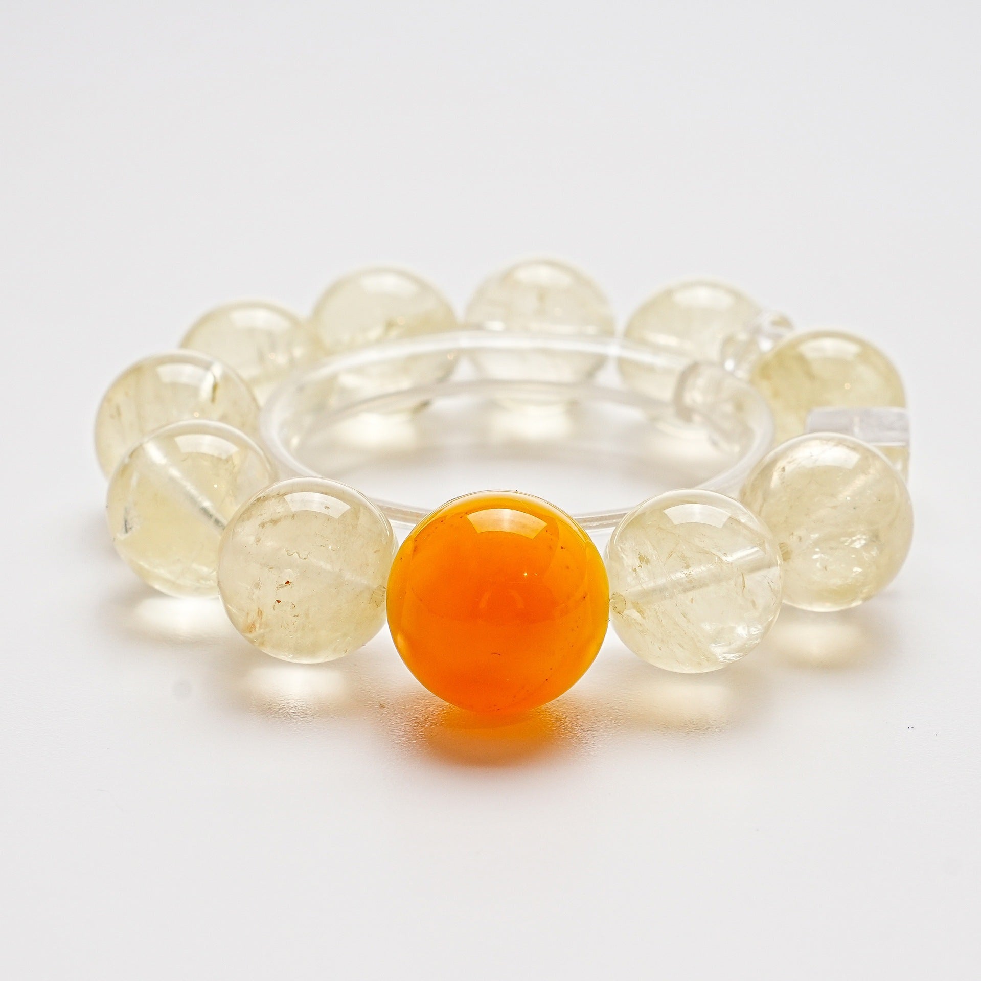 Natural White Crystal Crystal Bracelet Women's Lemon Crystal Yellow Agate High-end Bracelet
