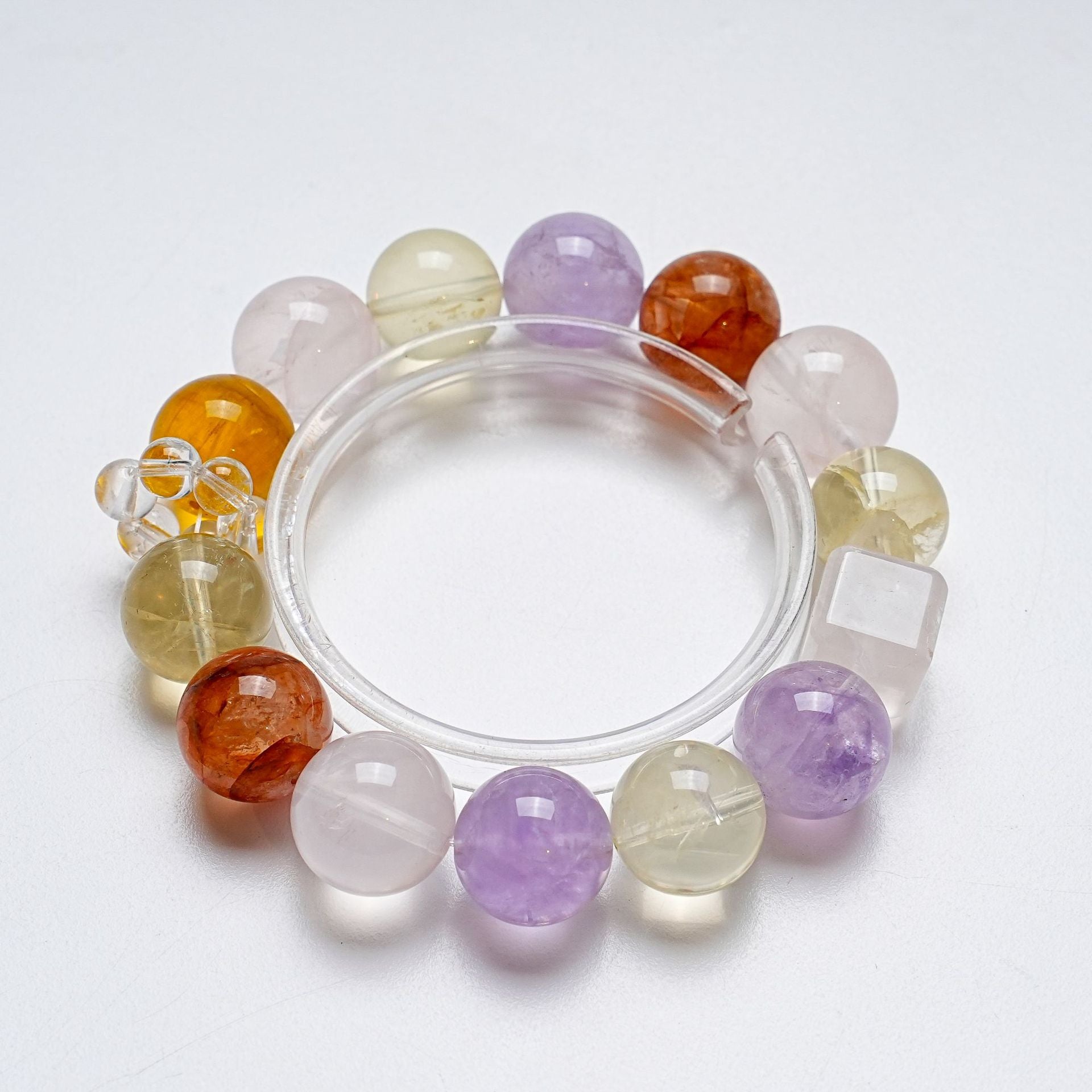 Natural White Crystal Bracelet for Women Versatile Lavender Lemon Crystal Red Glue Flower Bracelet