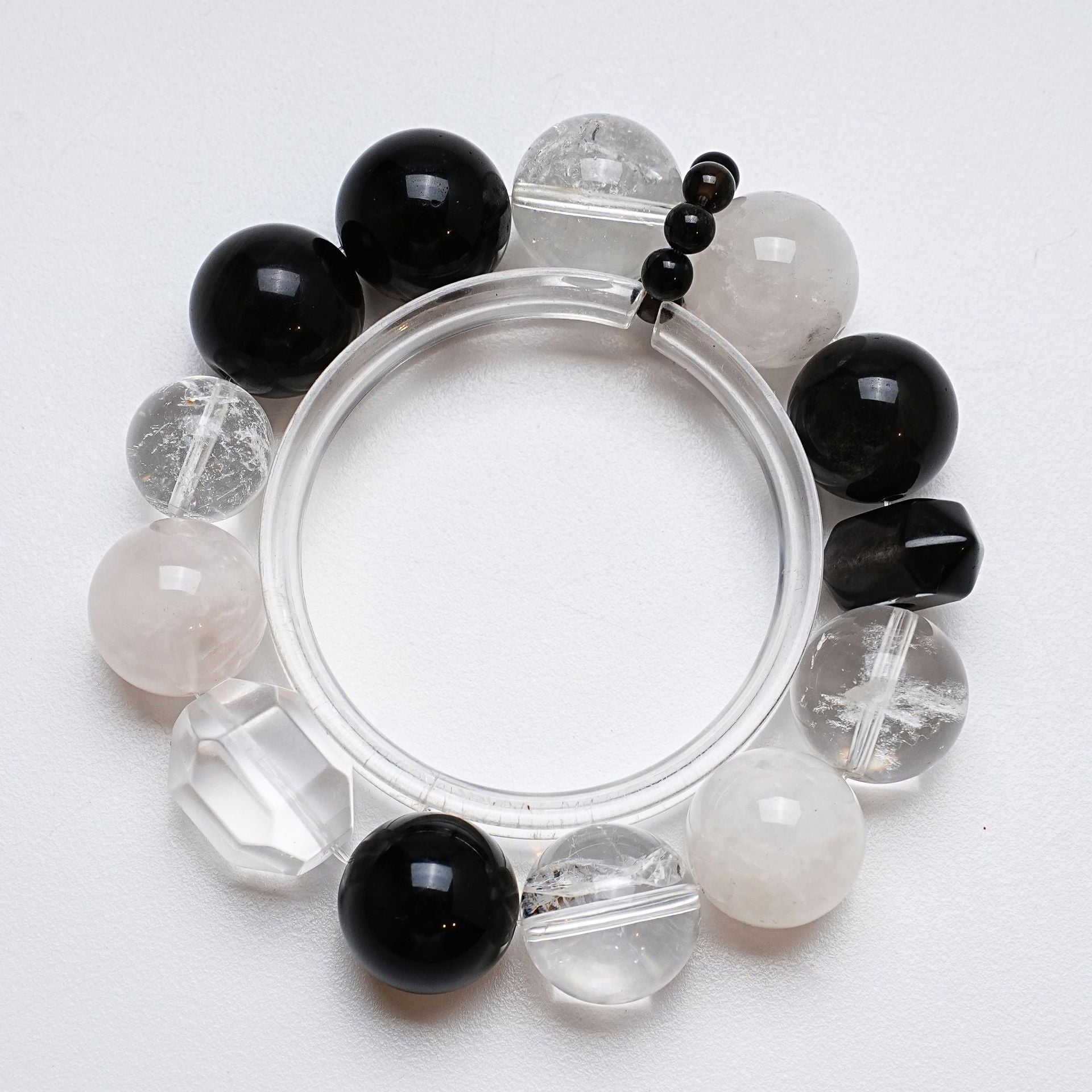 Natural White Crystal Bracelet for Women Versatile Silver Obsidian Snowflake Phantom Bracelet