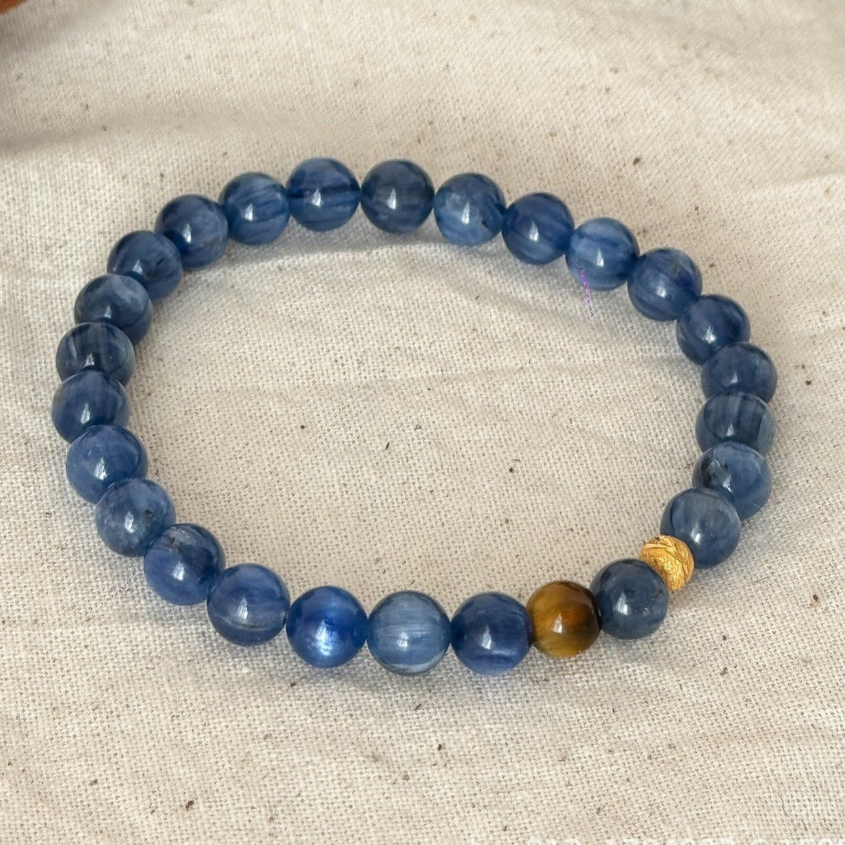 Simple Classic Natural Kuk Blue Crystal Tiger Eye Stone Bracelet Layered Versatile Design High-end Women