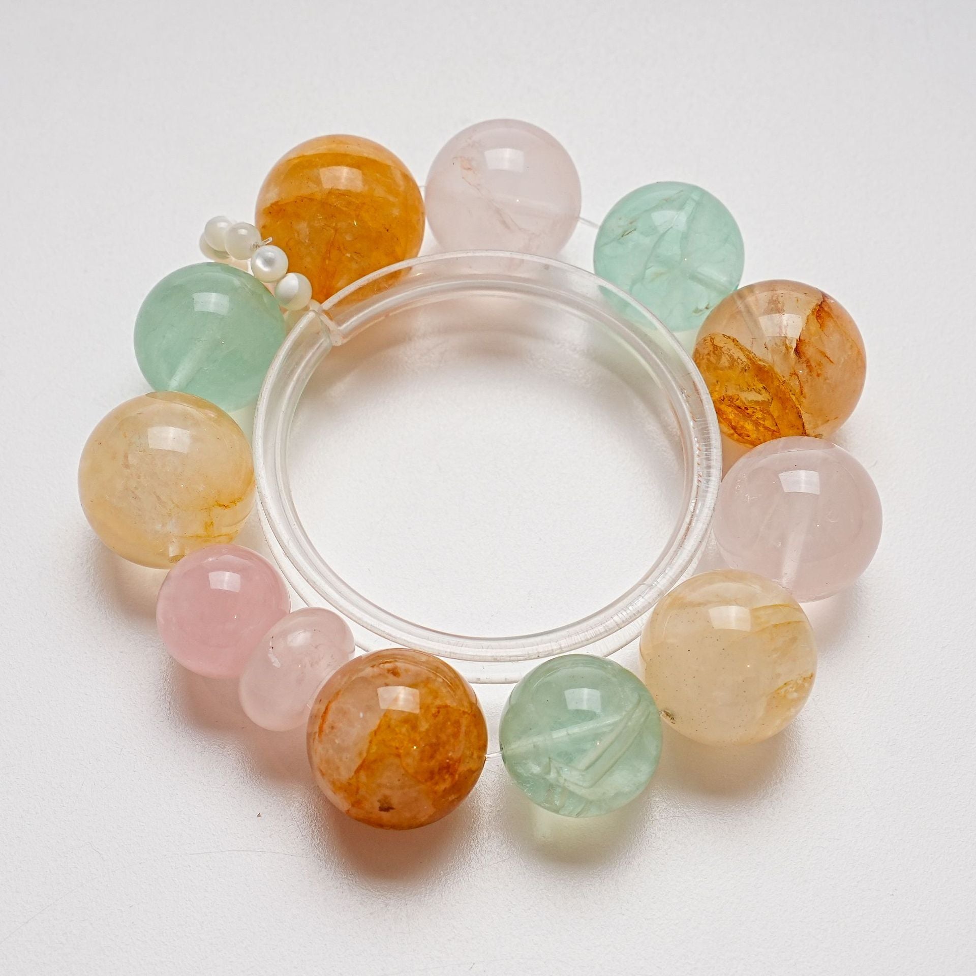 Natural Green Fluorite Crystal Bracelet for Women Versatile Yellow Gum Flower Horse Pink Bracelet