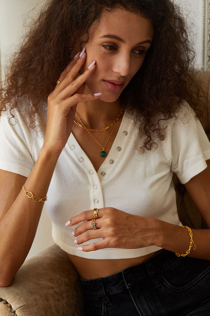 S925Silver Natural Stone Necklace Malachite Round Ball Pendant Women's Layered Silver Jewelry Cross-Border Design Sense Silver Jewelry