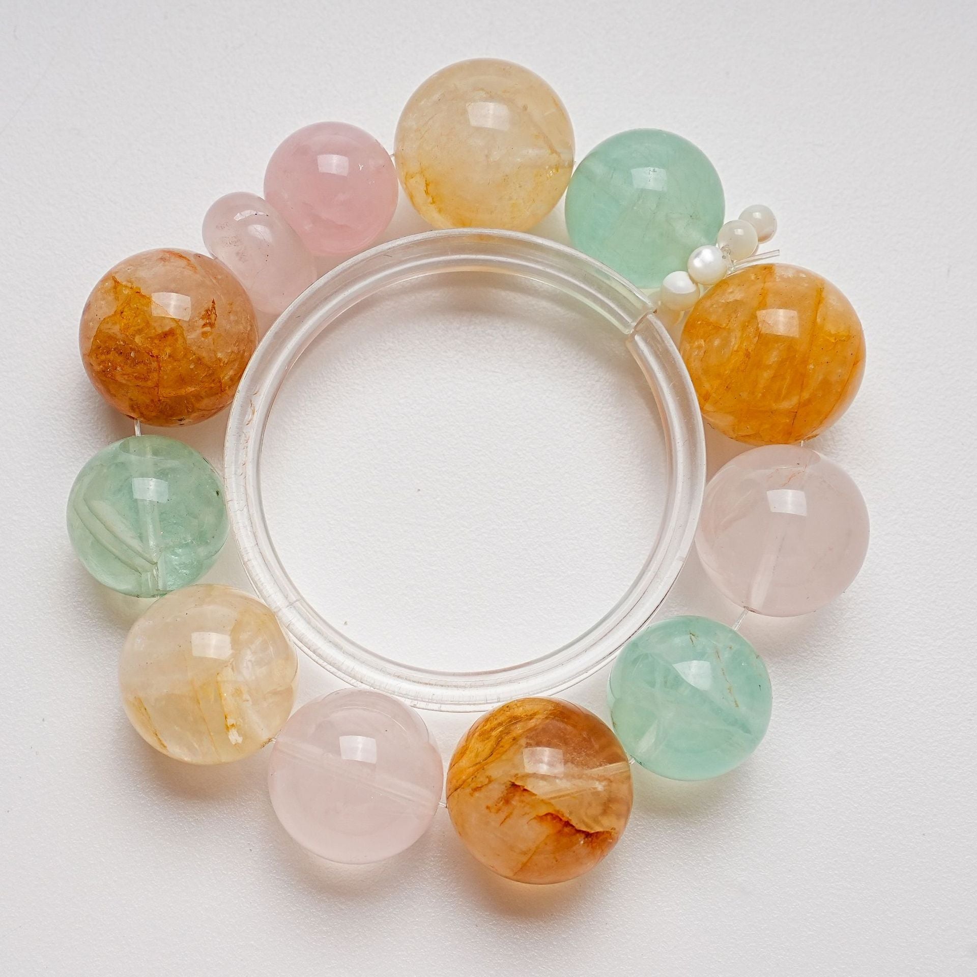 Natural Green Fluorite Crystal Bracelet for Women Versatile Yellow Gum Flower Horse Pink Bracelet