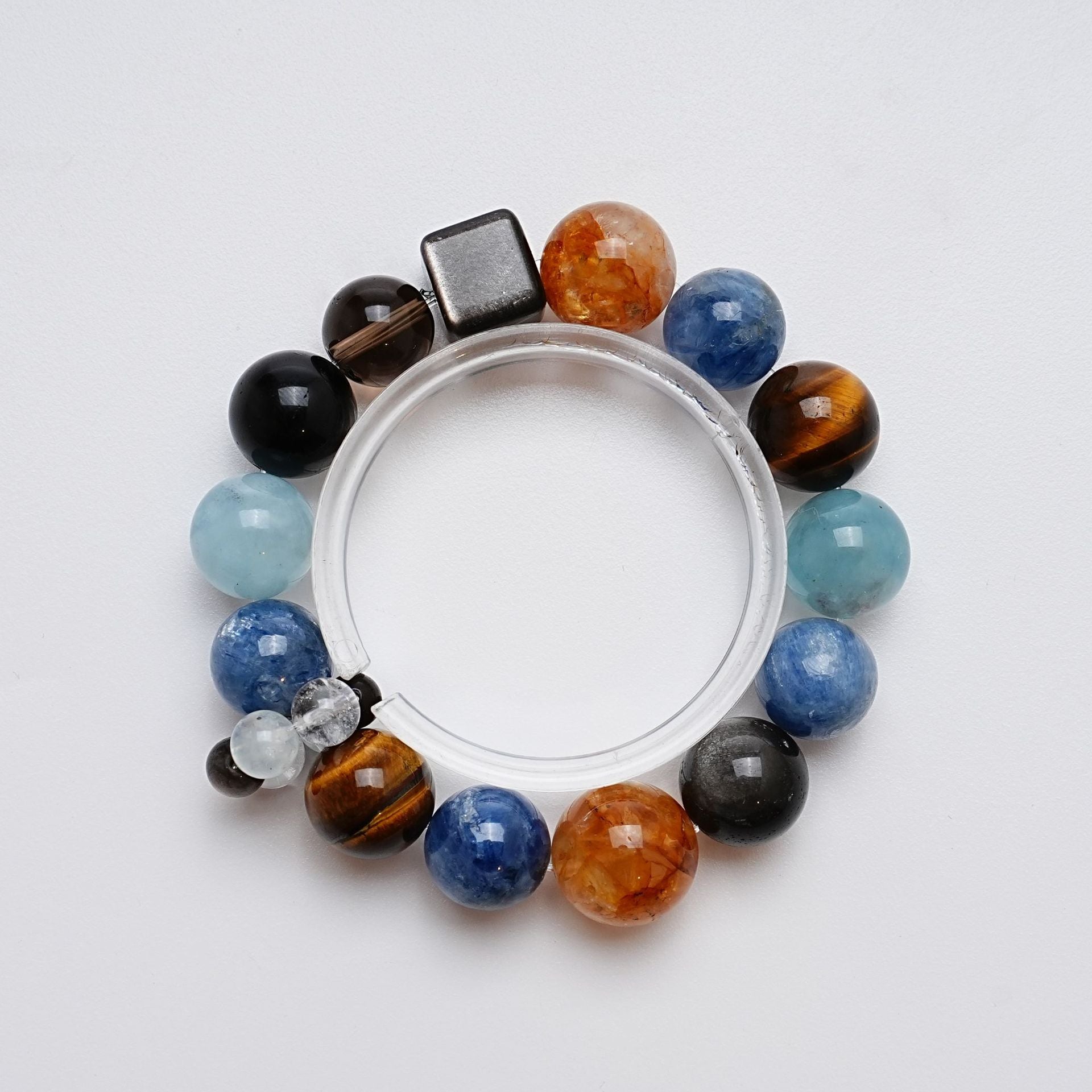 High Quality Natural Aquamarine Crystal Bracelet Fashion Tea Crystal Yellow Gum Flower Tiger Eye Bracelet