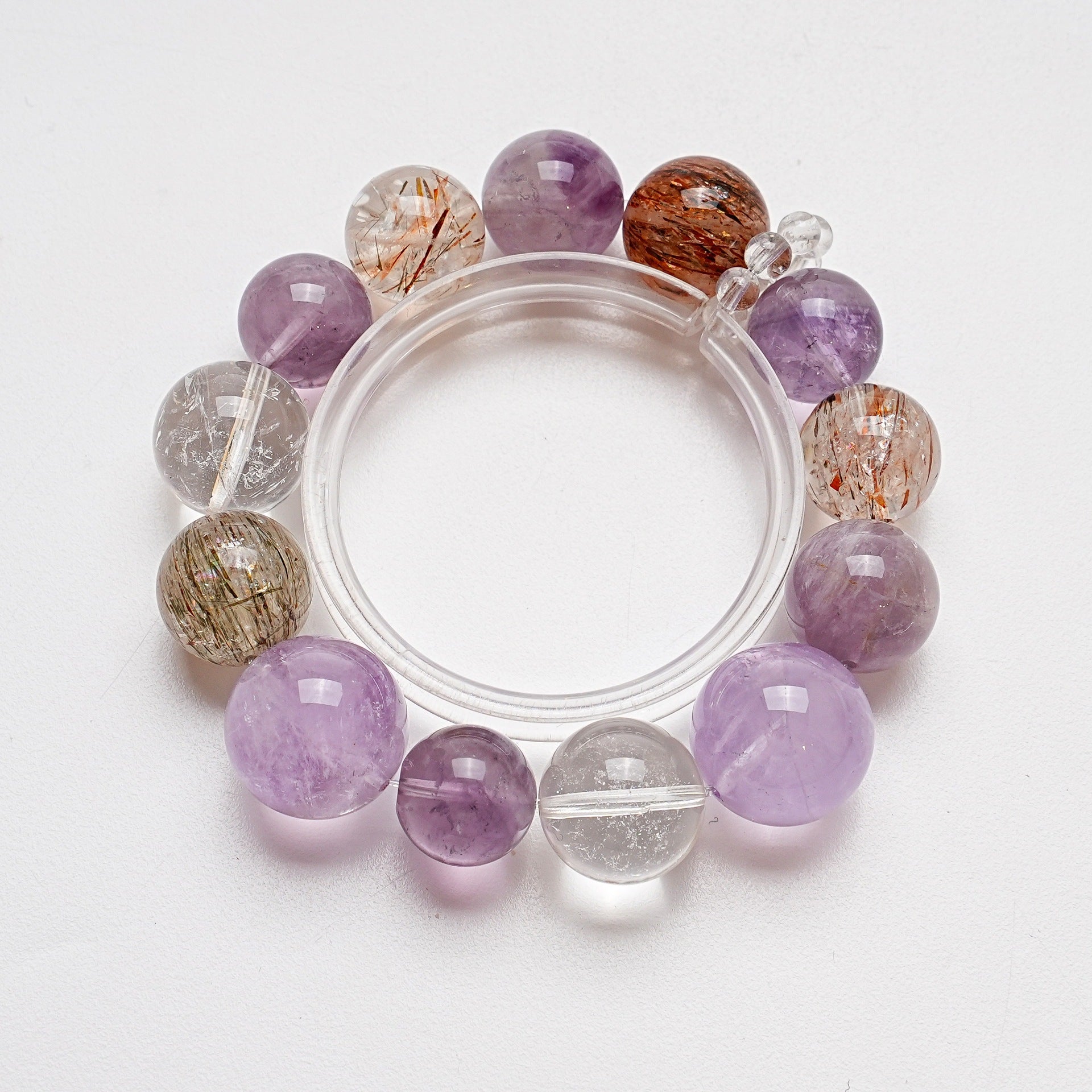 Natural White Crystal Bracelet for Women Purple Rabbit Fur Lavender Black Gold Super Seven Brushed Rabbit Fur High-end Bracelet