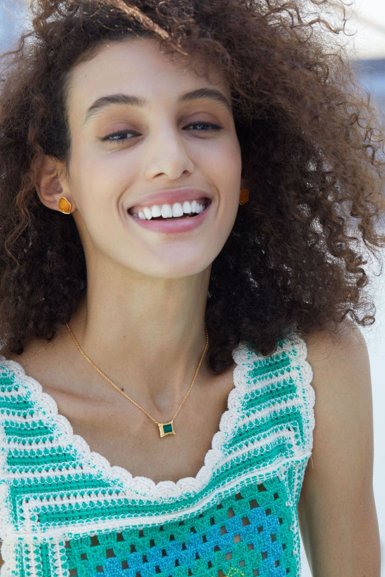 925Sterling Silver Green Agate Necklace Pendant for Women High-end Gemstone Vintage Style Niche Women