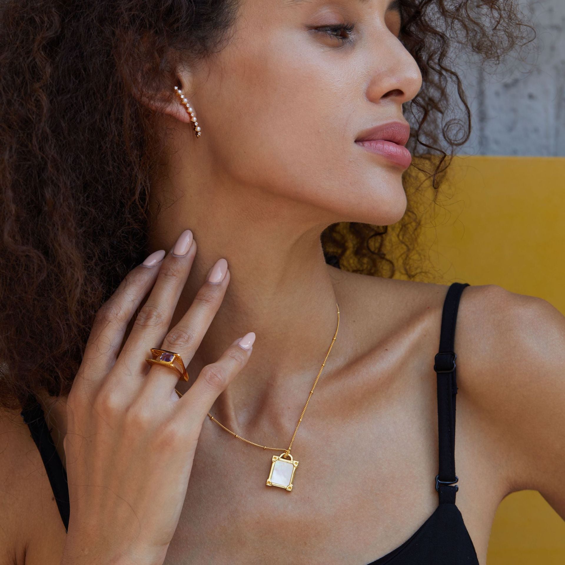 Whole Body925Silver Natural White Mother-of-Pearl Necklace Simple Design Clavicle Chain Electroplated18K Gold Bead Chain Women's Silver Jewelry