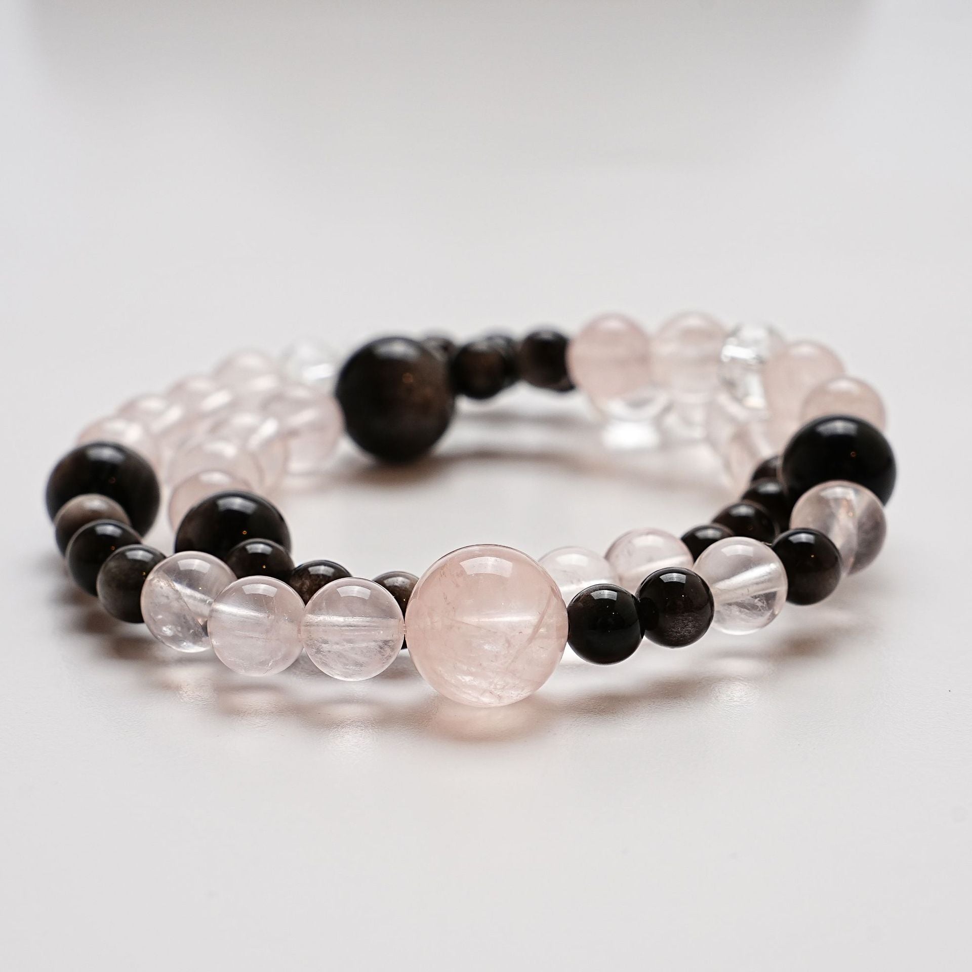 Natural Ice Orange Pink Crystal Bracelet Women's Fashion Versatile Silver Obsidian Bracelet
