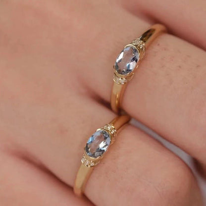 Кольцо в винтажном стиле с натуральным аквамарином, кольцо в полной оправе, роскошное кольцо из серебра 925 пробы для женщин.