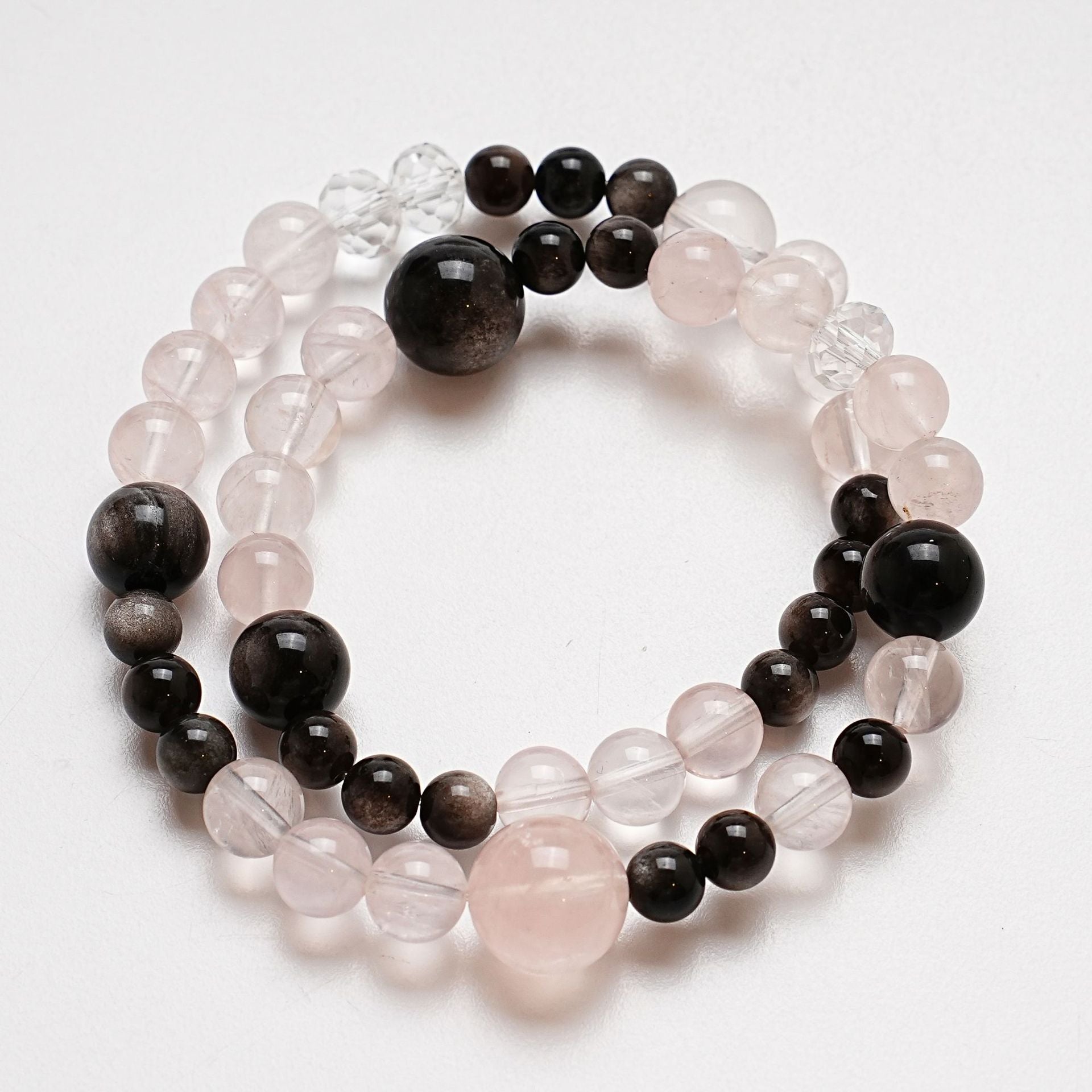 Natural Ice Orange Pink Crystal Bracelet Women's Fashion Versatile Silver Obsidian Bracelet
