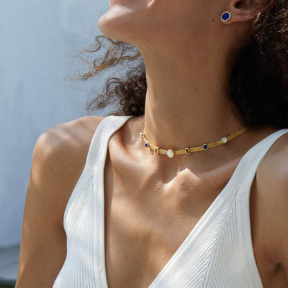 925Silver Multi-Treasure Necklace with Light Luxury Design and Heavy Craftsmanship INS Free and Easy Natural Stone Necklace Exquisite Silver Jewelry Niche Collarbone