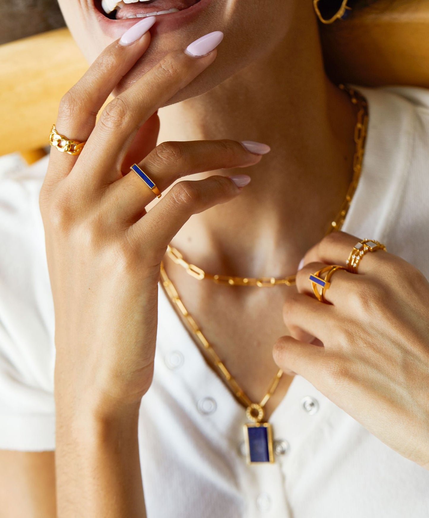 925Silver Lapis Lazuli Ring ins Stackable Rings Exquisite Light Luxury Niche Y2K Versatile High-Quality Silver Ring