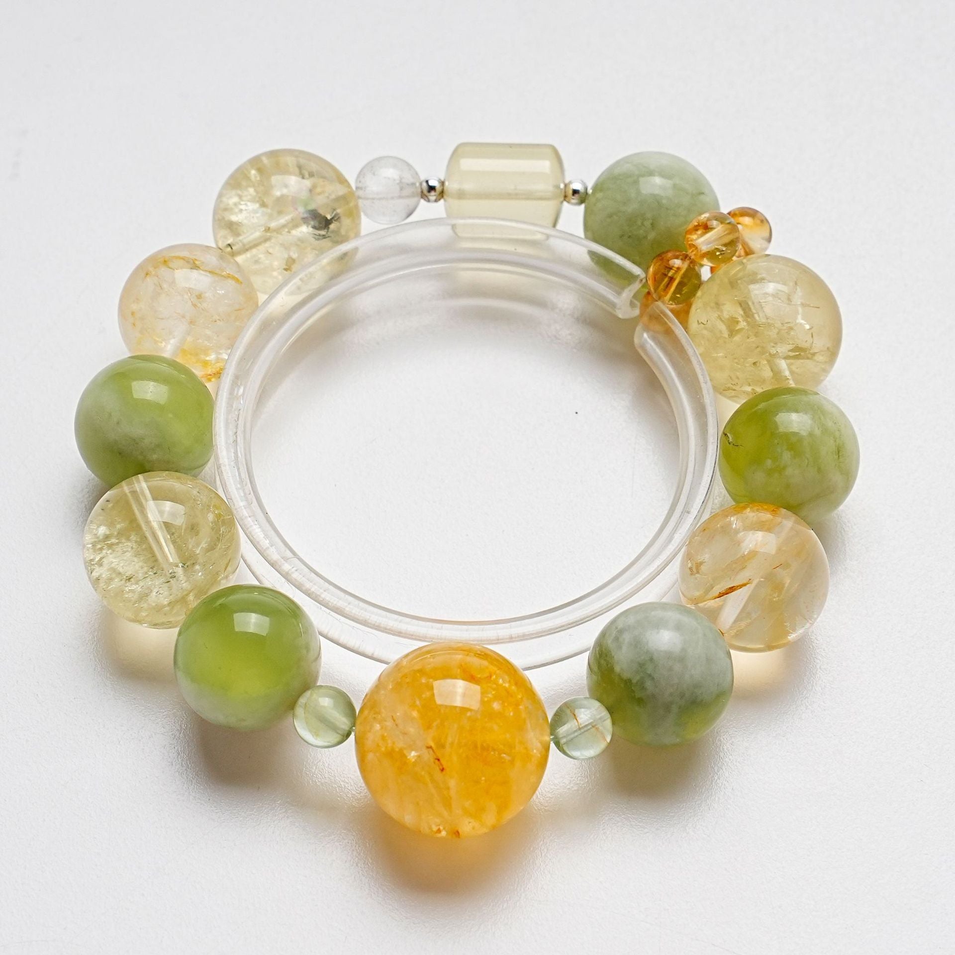 Natural Yellow Tower Crystal Bracelet for Women Yellow Gum Flower Green Milk Cap Green Fluorite White Water Lemon Crystal Bracelet