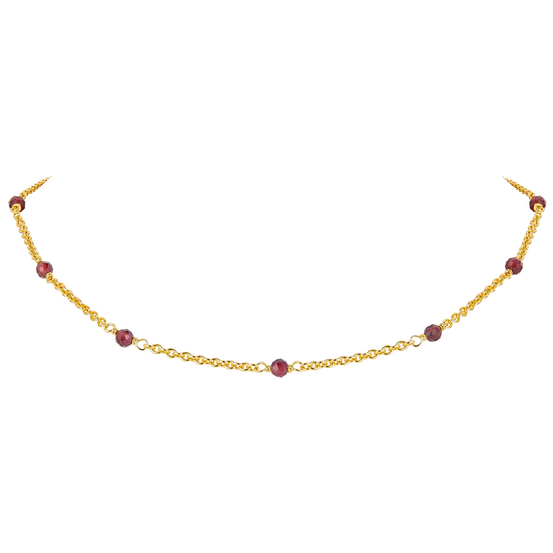 925Silver Garnet Collarbone Chain Simple Versatile Layered Bead Necklace Handmade Braided French Design Light Luxury