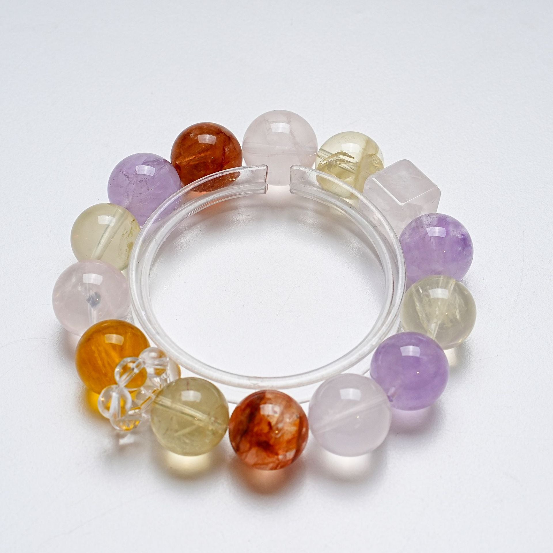 Natural White Crystal Bracelet for Women Versatile Lavender Lemon Crystal Red Glue Flower Bracelet