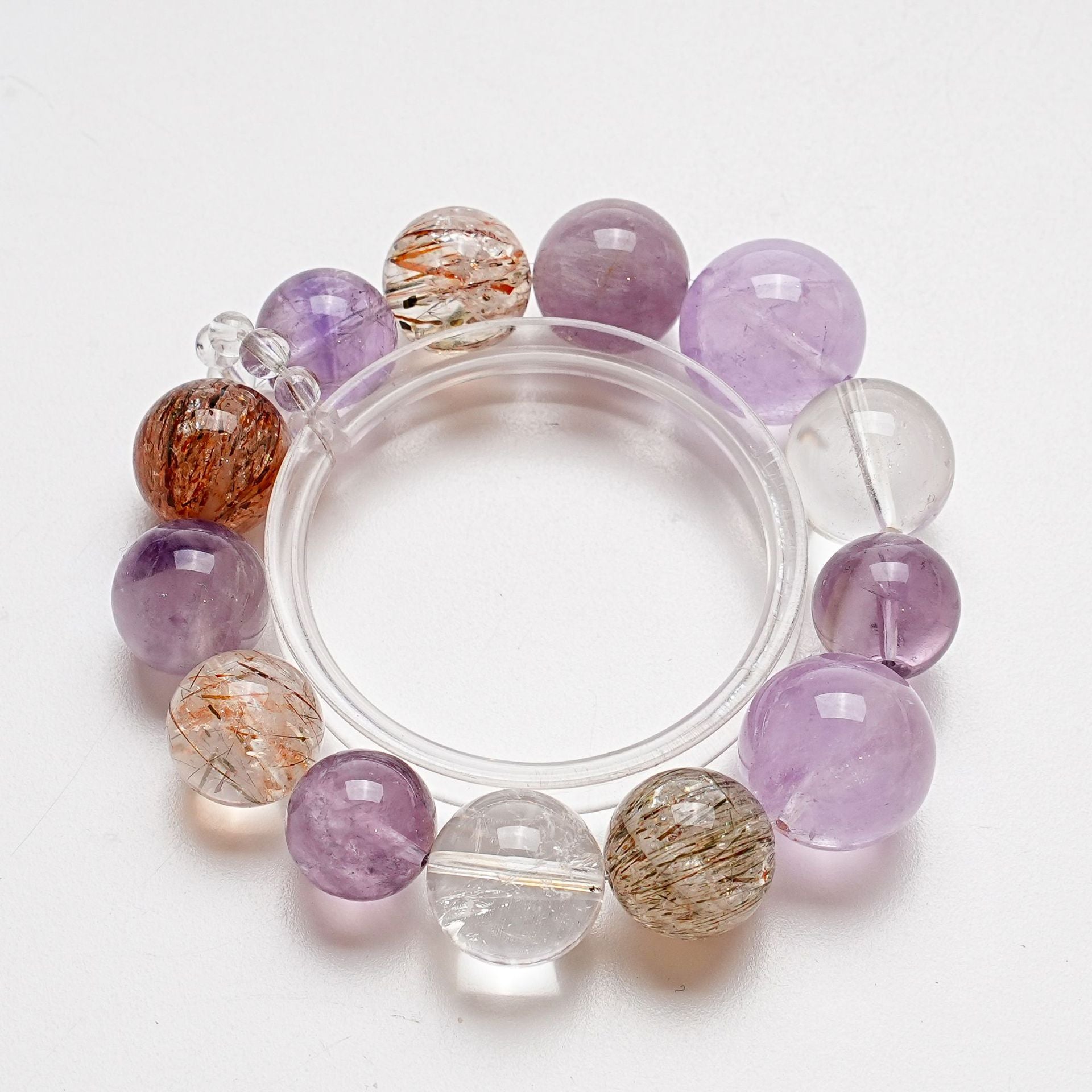 Natural White Crystal Bracelet for Women Purple Rabbit Fur Lavender Black Gold Super Seven Brushed Rabbit Fur High-end Bracelet