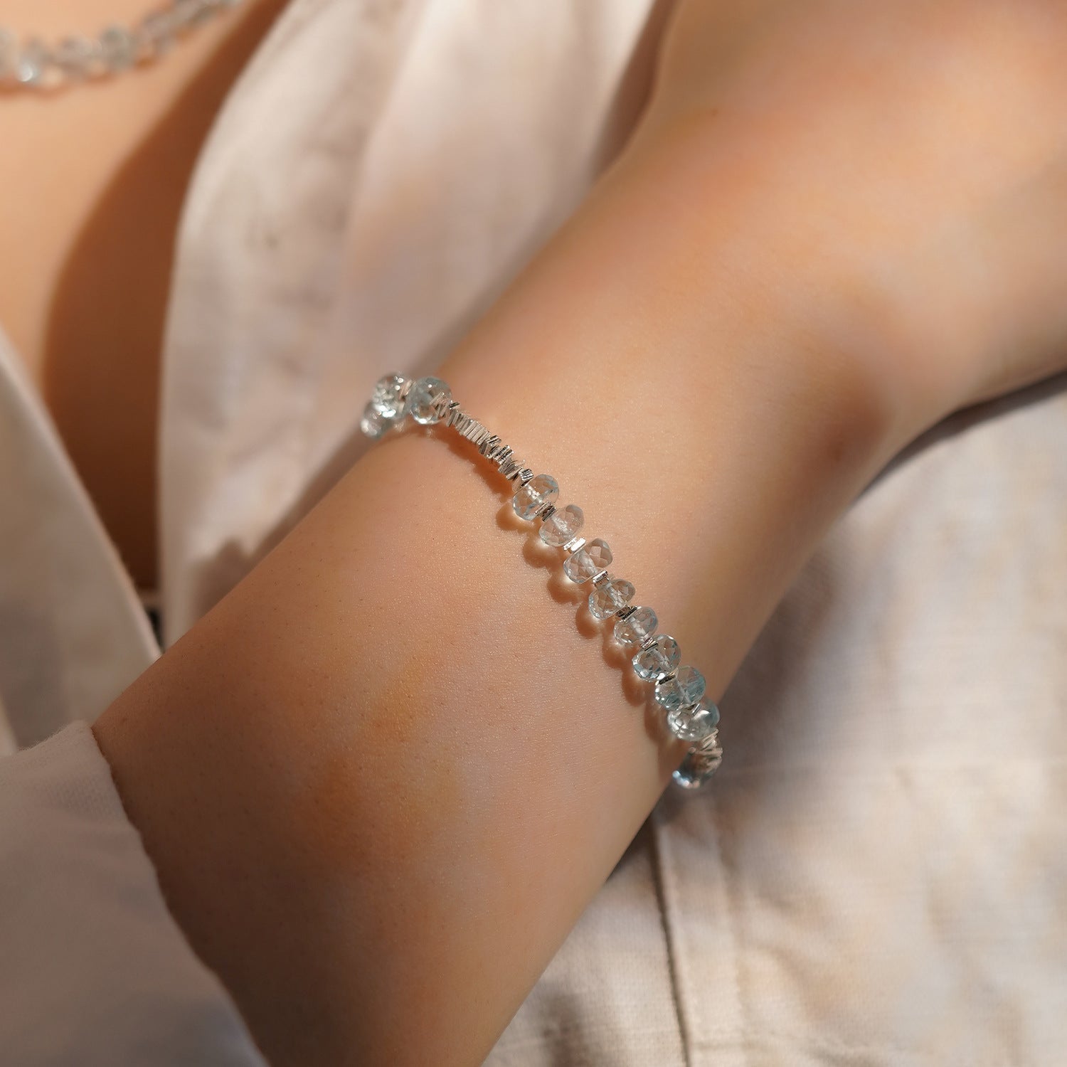 S925Silver Fragment Natural Topaz Bracelet Exquisite Niche High-End Light Luxury Silver Jewelry