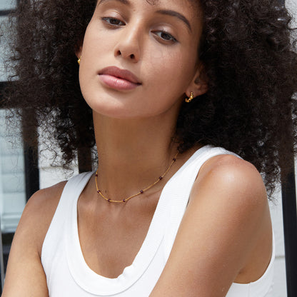 925Silver Garnet Collarbone Chain Simple Versatile Layered Bead Necklace Handmade Braided French Design Light Luxury