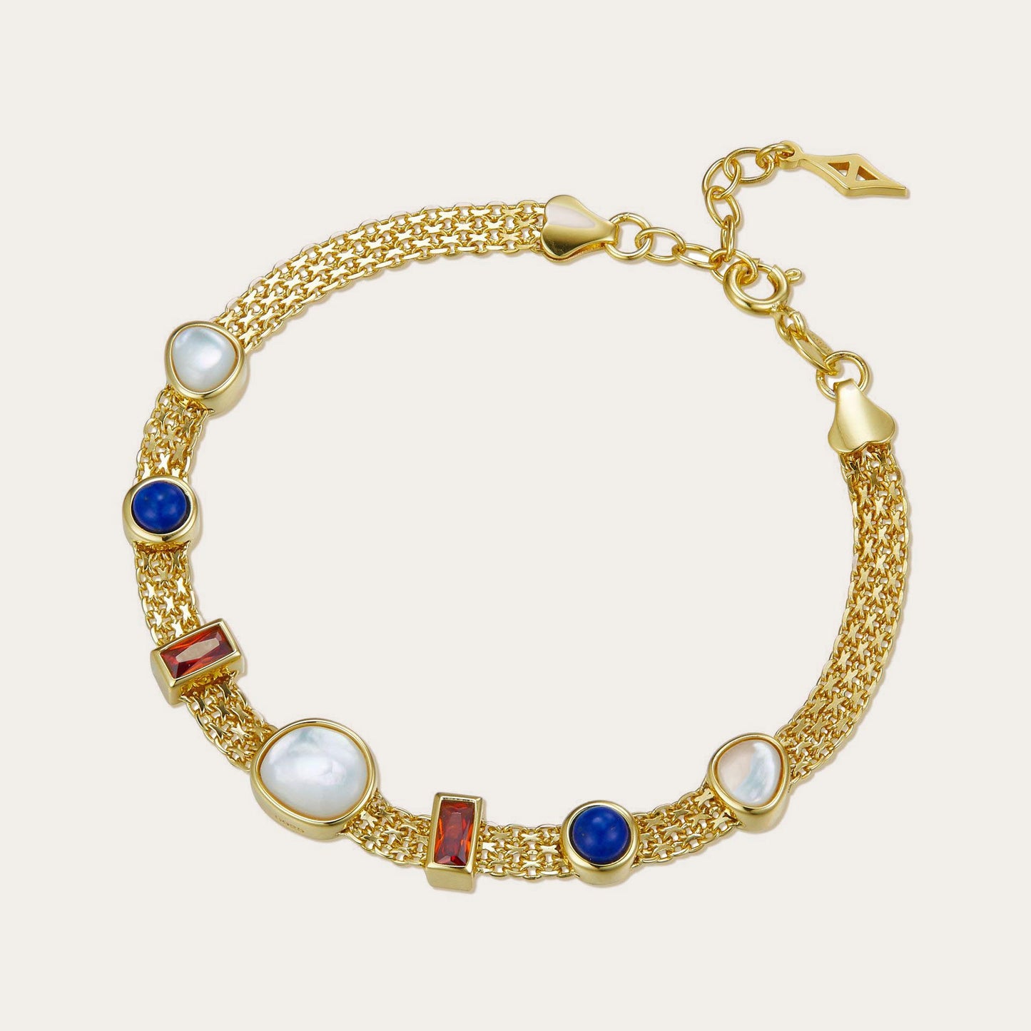 Браслет из серебра S925 с несколькими драгоценными камнями, плетеный, с нишевым дизайном, легкий, класса люкс, модные аксессуары для рук, ретро-драгоценные камни, TikTok Live