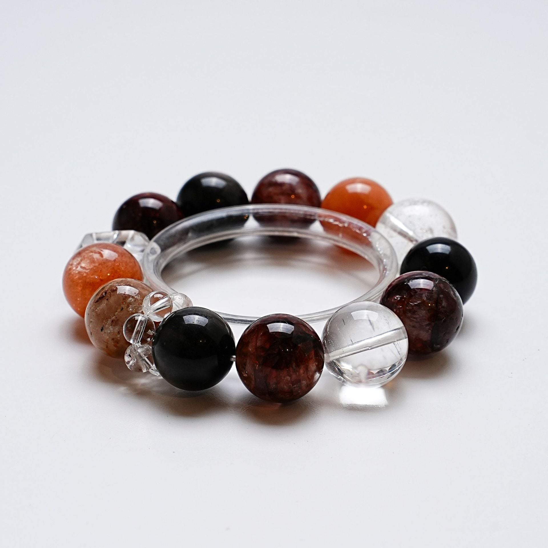 Natural White Crystal Bracelet for Women Versatile Red Glue Flower Orange Moonlight Silver Obsidian Bracelet
