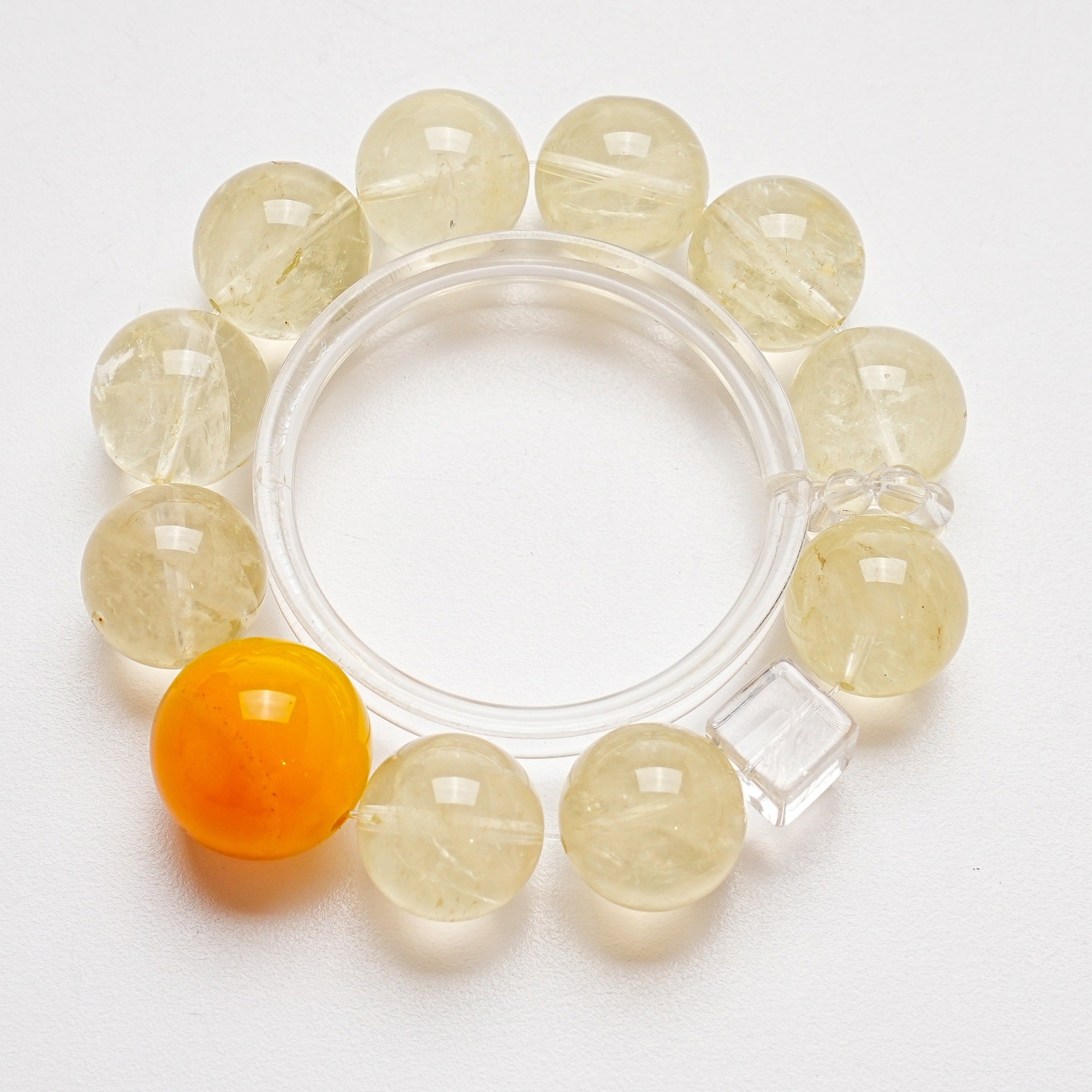 Natural White Crystal Crystal Bracelet Women's Lemon Crystal Yellow Agate High-end Bracelet