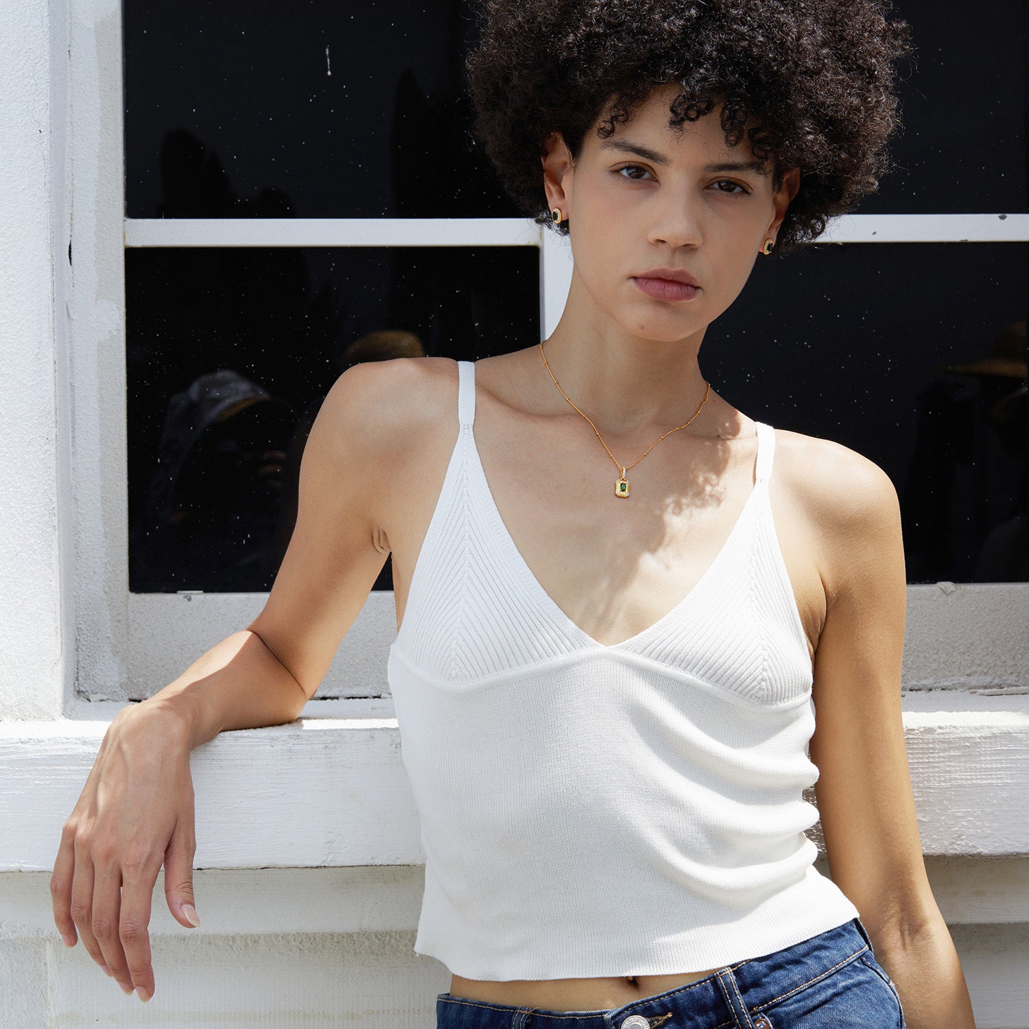 S925Silver Natural Diopside Brushed Necklace Classic Niche Light Luxury Design French Versatile Pendant for Women