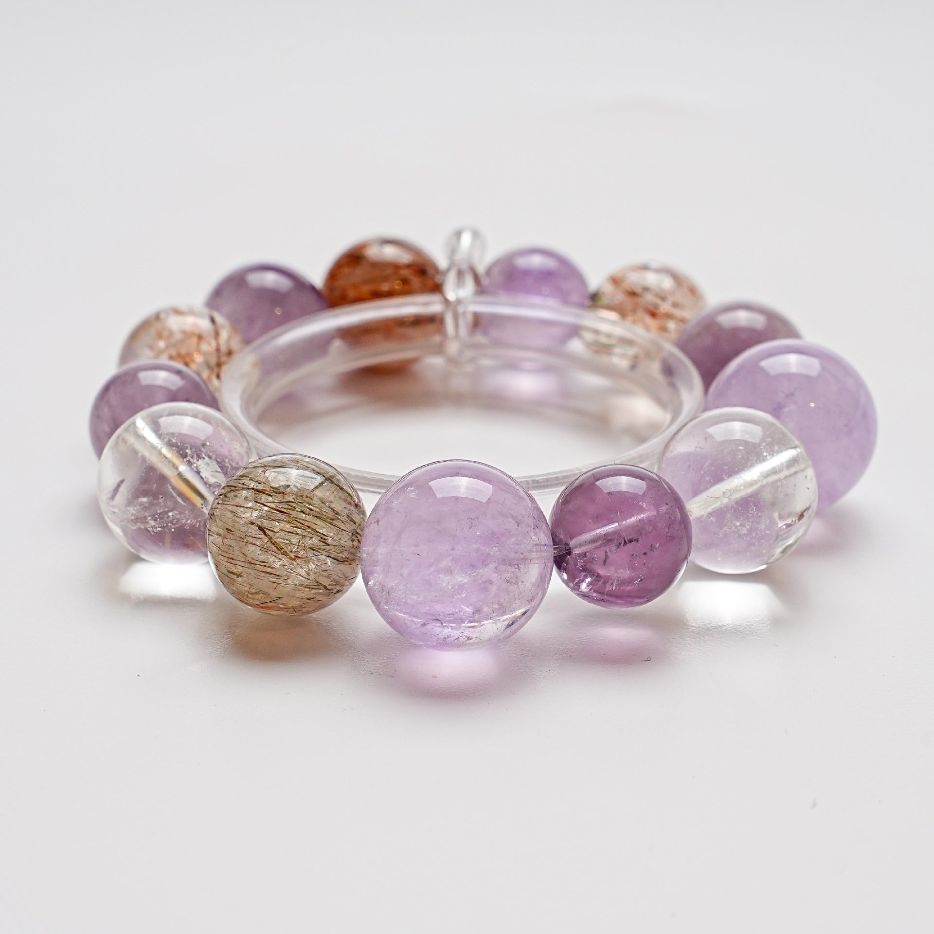 Natural White Crystal Bracelet for Women Purple Rabbit Fur Lavender Black Gold Super Seven Brushed Rabbit Fur High-end Bracelet