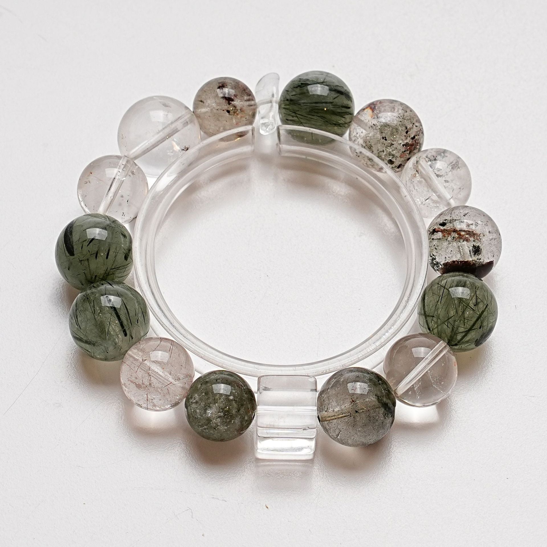 Natural White Crystal Bracelet for Women Green Rutilated Quartz Green Phantom Fashionable High-end Bracelet