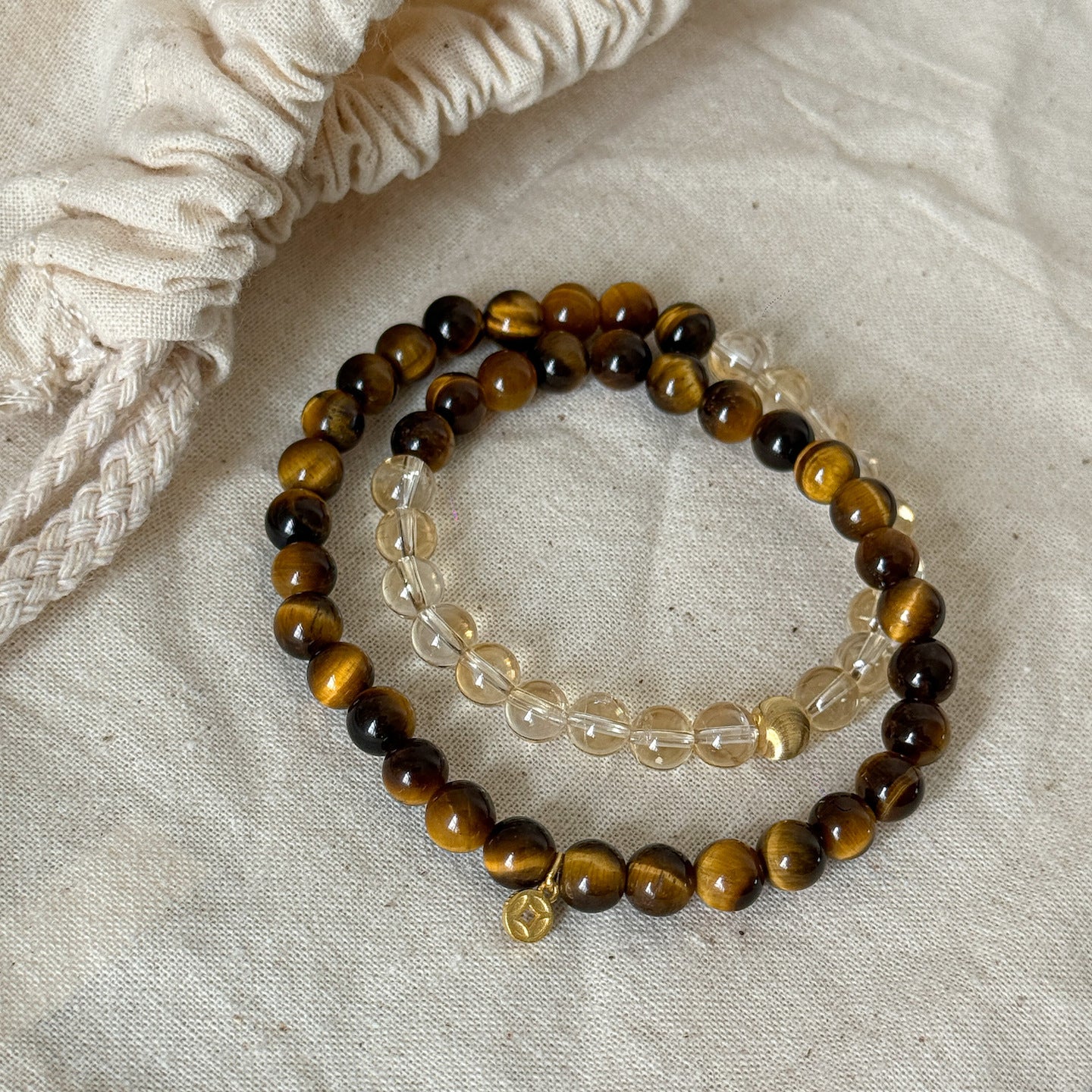 Simple Classic Natural Kuk Blue Crystal Tiger Eye Stone Bracelet Layered Versatile Design High-end Women