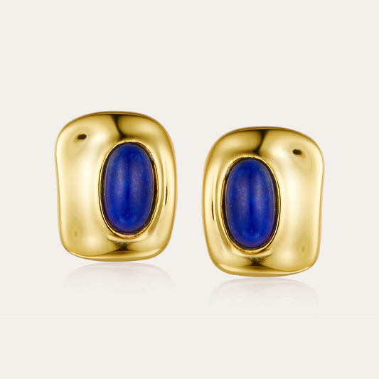 925Silver Natural Lapis Lazuli Earrings Small Exquisite Versatile Commuting Simple Earrings Niche Design Sense Women Oval