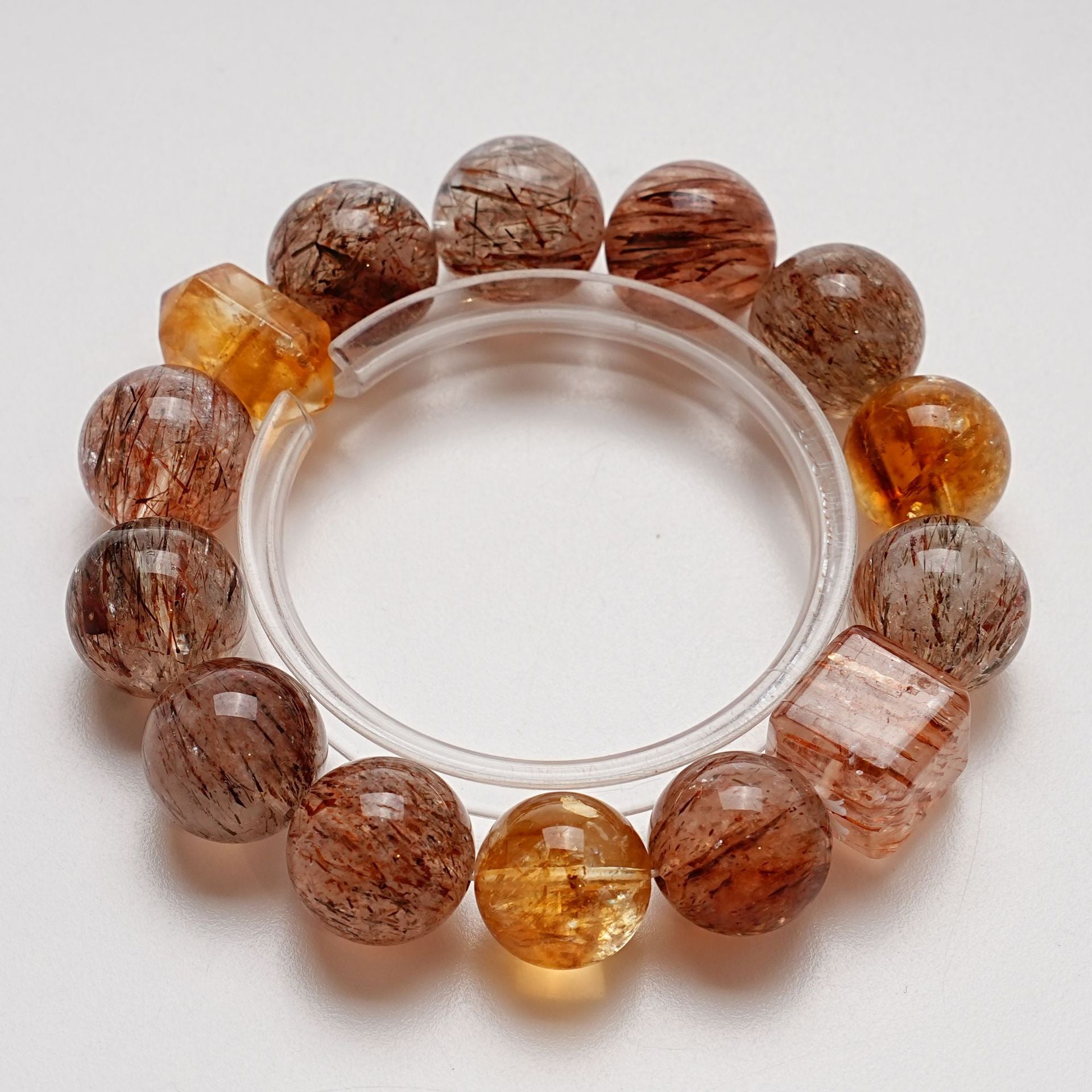 Natural High-Quality Yellow Pagoda Crystal Bracelet for Women, Versatile Black Gold Super Seven Bracelet