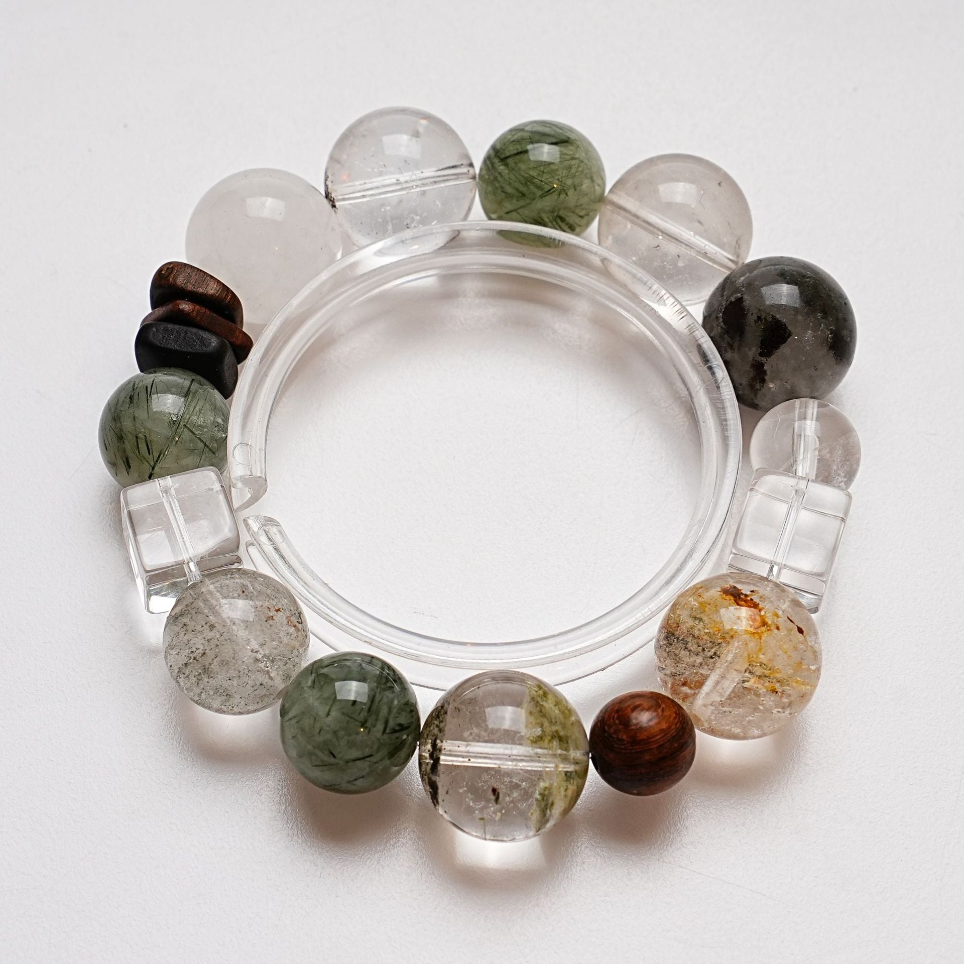 Natural White Crystal Bracelet for Women Versatile Green Phantom Green Rutilated Quartz Bracelet
