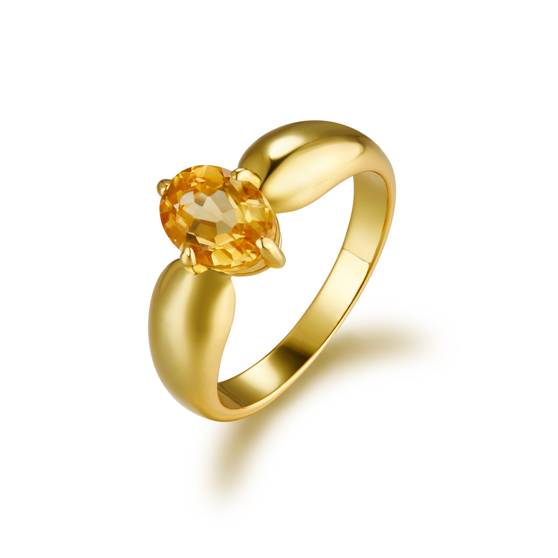 S925Silver Natural Citrine Ring Precision Electroplating18K Genuine Gold Niche Light Luxury Minimalist