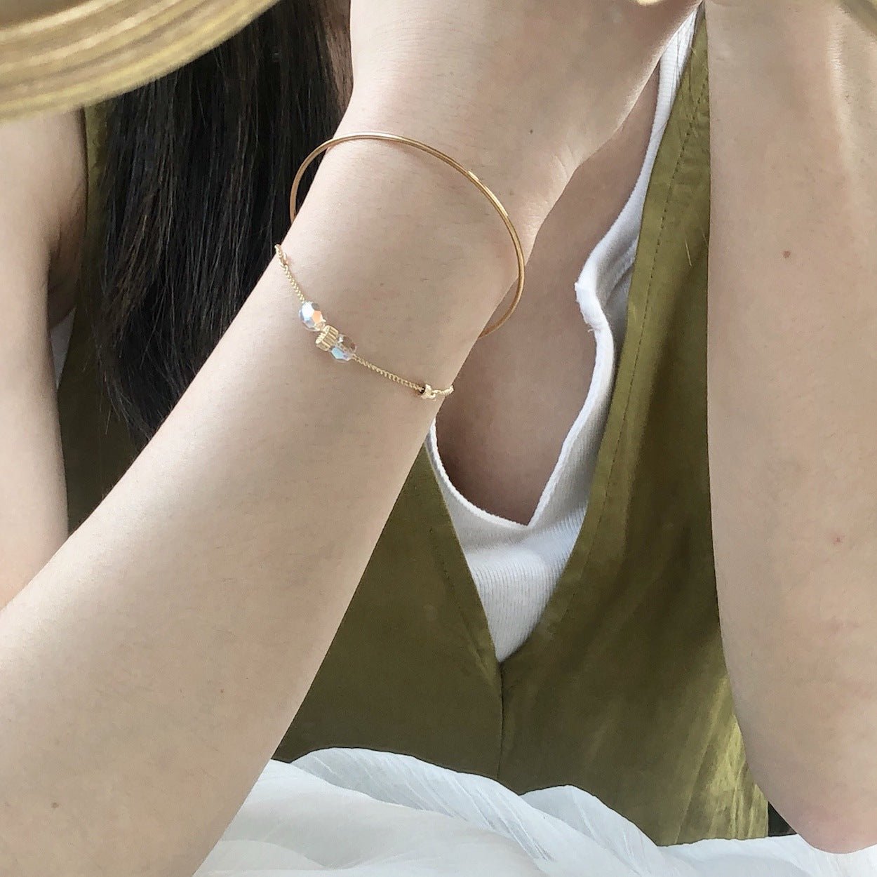 Advanced Sense*Well Matched with America14K Gold-Plated Shijia Imported Super Shiny Crystal Bracelet for Women