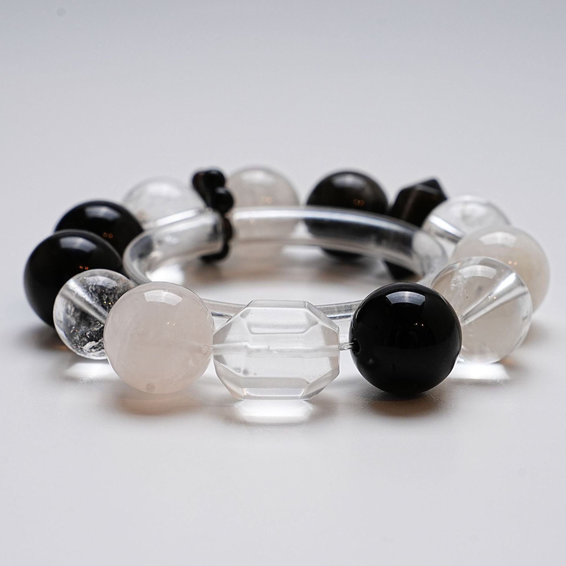 Natural White Crystal Bracelet for Women Versatile Silver Obsidian Snowflake Phantom Bracelet