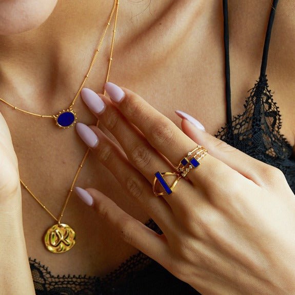 S925Silver Natural Stone Double Row Ring Square Female fashion Niche Design Light Luxury french Gemstone Finger Ring