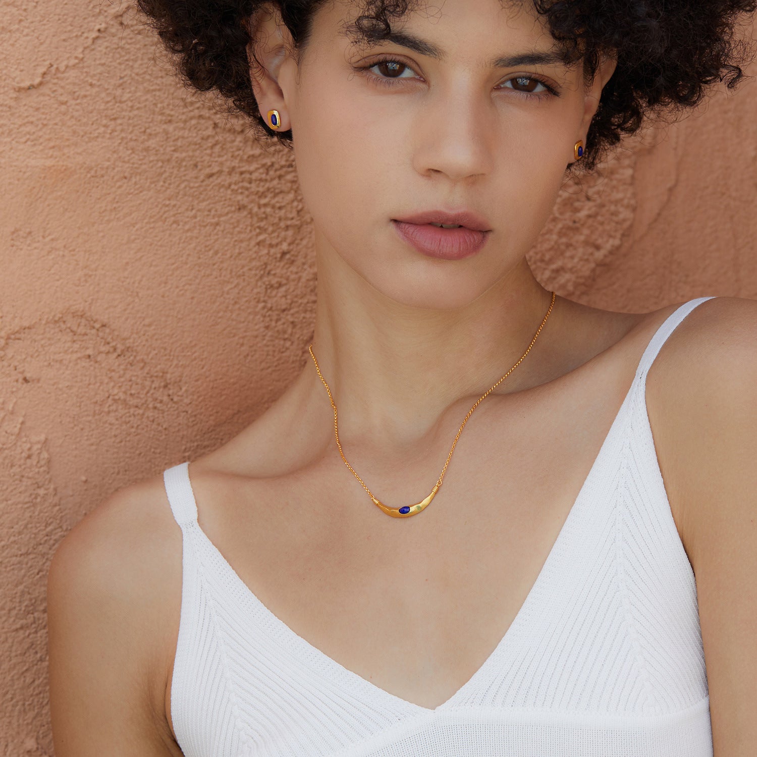 S925Silver Natural Stone Original Design High-End Vintage Collarbone Necklace for Women