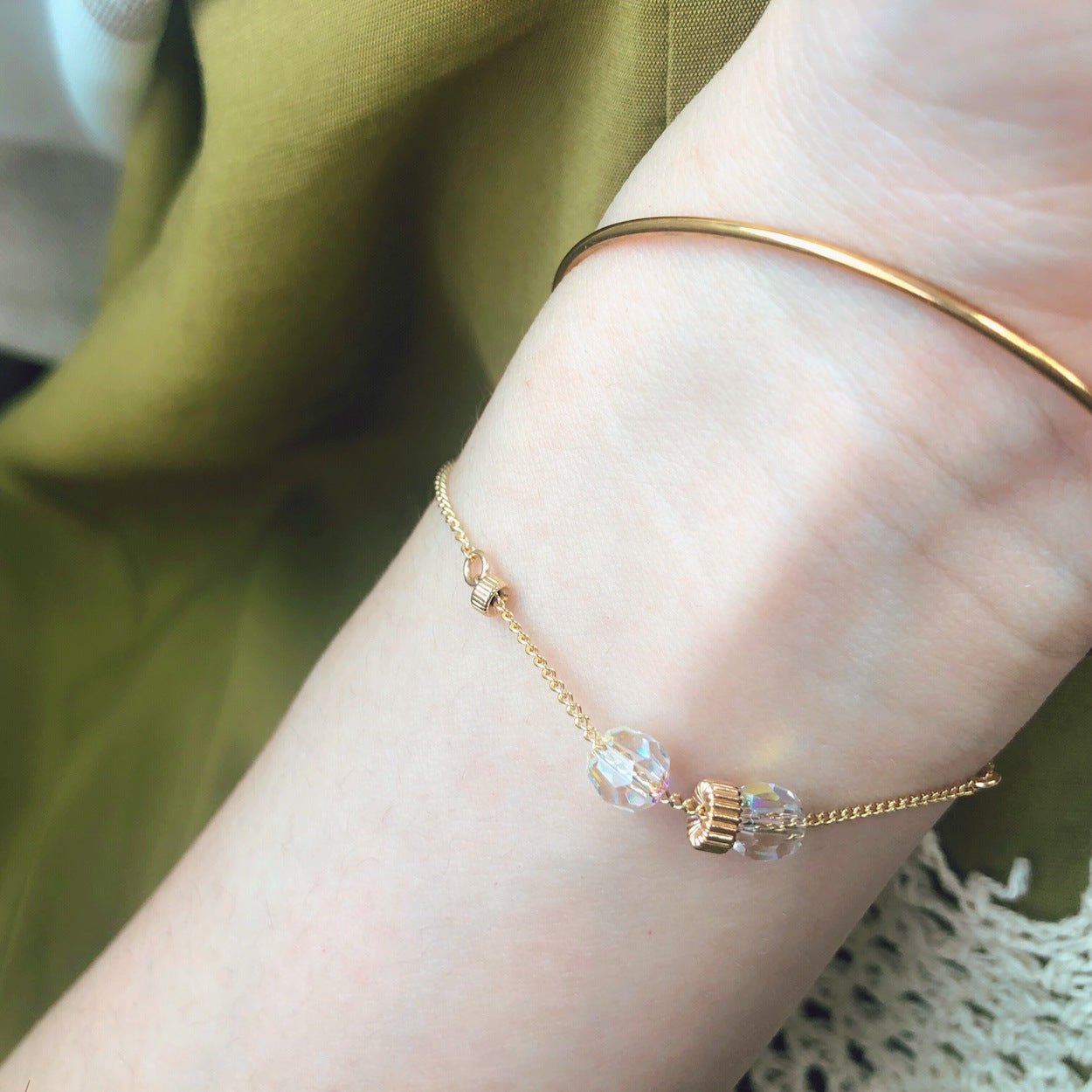 Advanced Sense*Well Matched with America14K Gold-Plated Shijia Imported Super Shiny Crystal Bracelet for Women