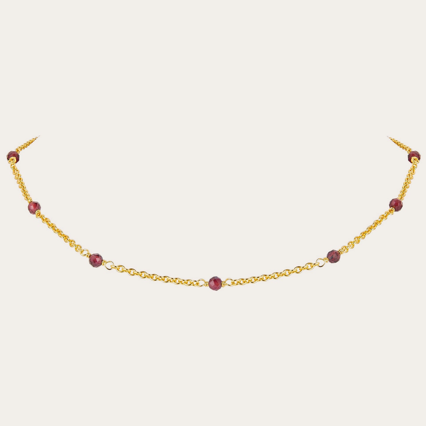 925Silver Garnet Collarbone Chain Simple Versatile Layered Bead Necklace Handmade Braided French Design Light Luxury