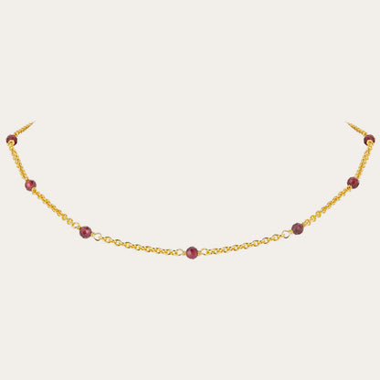 925Silver Garnet Collarbone Chain Simple Versatile Layered Bead Necklace Handmade Braided French Design Light Luxury