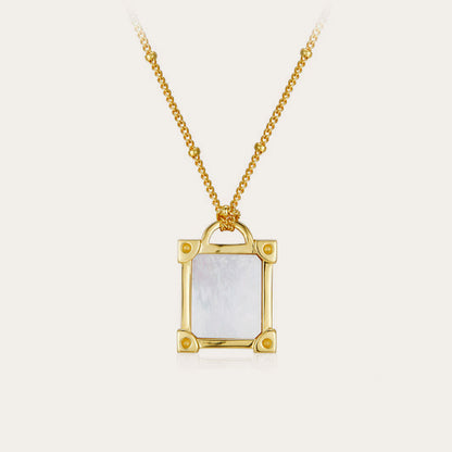 Колье из серебра 925 пробы с натуральным белым перламутром, простой дизайн, цепочка на ключицу с гальваническим покрытием, цепочка из бусин 18-каратного золота, женское серебряное украшение.