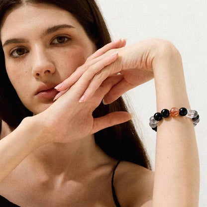 Four Seasons Phantom & Black Obsidian Bracelet — Clarity & Strength