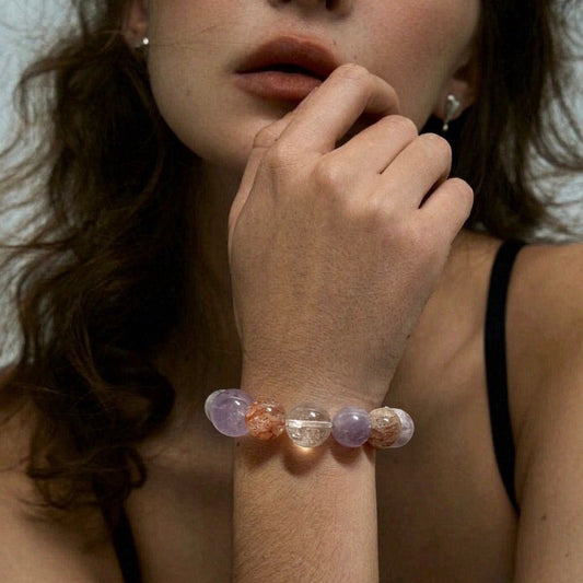 Lavender Quartz & Super Seven Bracelet — Intuition & Protection