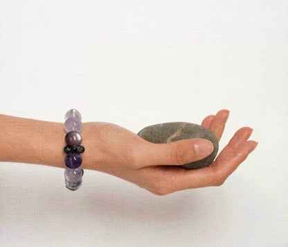 Uruguay Amethyst & Lepidolite Bracelet — Peace & Intuition